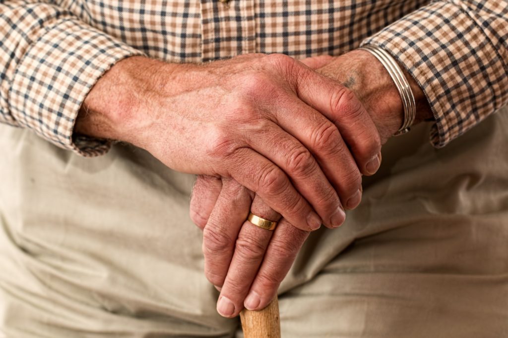 older man's hands