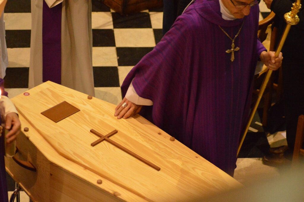 coffin at a funeral